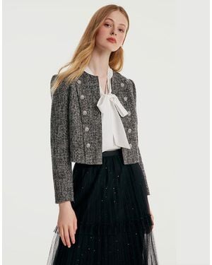 GOELIA Classic Tweed Cropped Jacket - Black