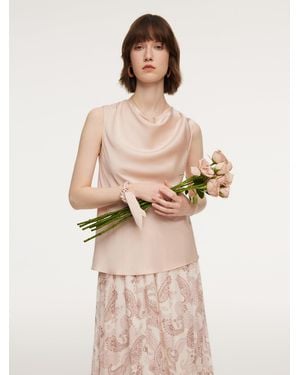 GOELIA 22Mm Mulberry Silk Cowl Neck Tank Top - Natural