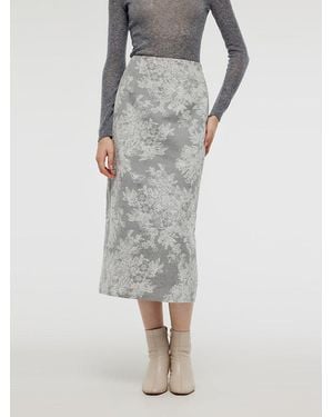 GOELIA Column Midi Skirt - Gray