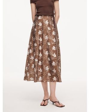 GOELIA Tencel Blend Floral Print Skirt - Natural