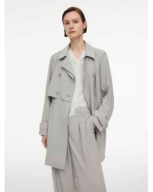 GOELIA [Preview] Triacetate Blend Drawstring Waist Trench Coat - Gray