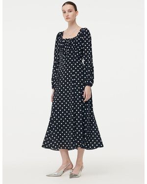 GOELIA 16 Momme Mulberry Slik Polka Dots Maxi Dress - Blue