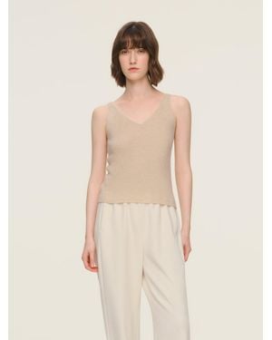 GOELIA 100% Cashmere Seamless Knit Tank Top - White