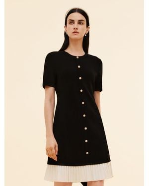 GOELIA Tencel Blend Color Block Knit Mini Dress - Black