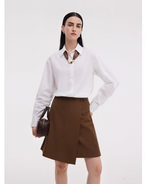 GOELIA Shirt Dress And Adjustable Waist Skirt Two-Piece Set - White
