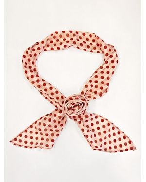 GOELIA Polka Dots Scarf With Floral Clip - Multicolor