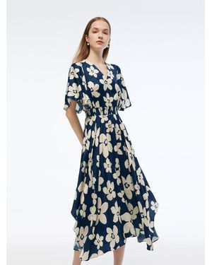 DONNA MORGAN FOR MAGGY Sleeveless Draped Front Asymmetric Hem Dress in Blue  | Lyst