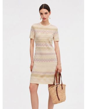 GOELIA Multicolored Jacquard Knit Mini Dress - Natural