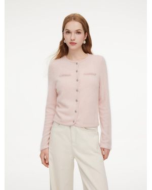 GOELIA 100% Brushed Cashmere Cardigan - Natural