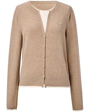 GOELIA [Preview] 100% Wool Color Block Knit Top - Natural