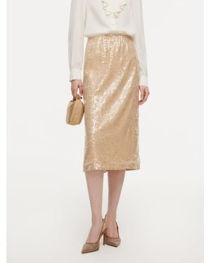 GOELIA Lace Sequins H-Line Skirt - Natural