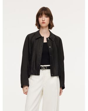 GOELIA 18Mm Gambiered Canton Gauze Balloon Hem Jacket - Black