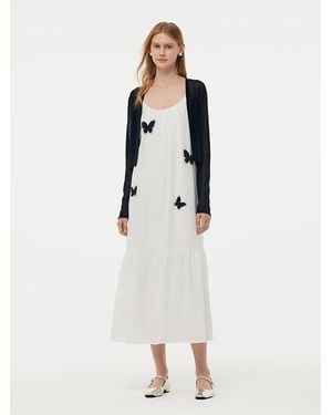 GOELIA Acetate 3D Butterfly Maxi Dress And Cardigan Two-Piece Set - White