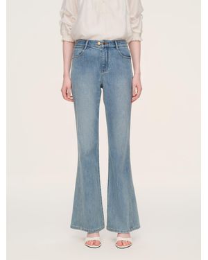 GOELIA Cotton Denim Stretch Flared Jeans - Blue
