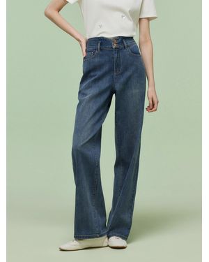 GOELIA Denim High-Waisted Straight Leg Jeans - Blue