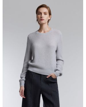 GOELIA [Preview] Wool Blend Shimmer Ribbed Crewneck Sweater - Gray