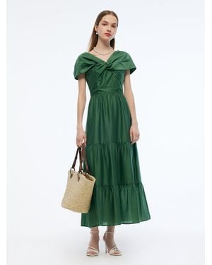 GOELIA Tencel Blend Convertible Neckline Maxi Dress - Green