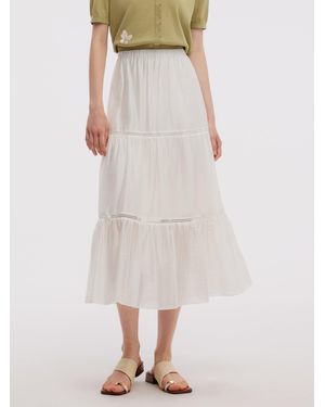 GOELIA Tencel Blend A-Line Skirt - White
