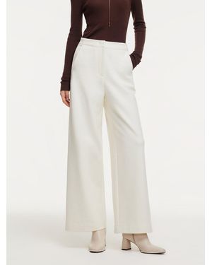 GOELIA Adjustable Waist Straight Wide Leg Pants - White