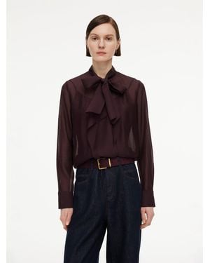 GOELIA Tie Front Shirt With Knit Camisole - Red