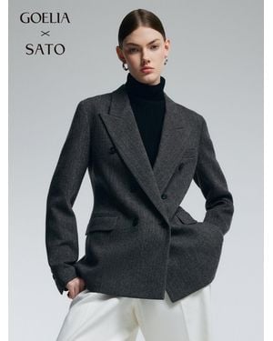 GOELIA 100% Merino Wool H-Line Blazer - Gray