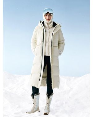 GOELIA Thermal Tech Back Hooded Long Goose Down Coat - Natural