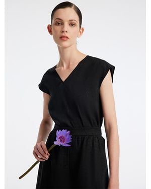 GOELIA 18 Momme Xiang Yun Silk V-Neck Tank Top - Black