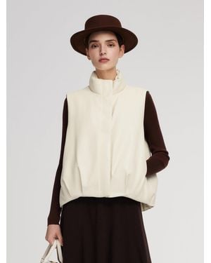 GOELIA Eco-Friendly Leather Goose Down Vest - Natural