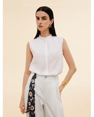 GOELIA Ruffle Collar Sleeveless Shirt - Natural