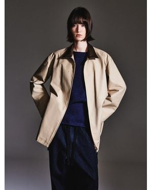 GOELIA Loose Fit H-Line Zip-Up Mid-Length Jacket - Black