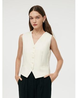 GOELIA Worsted Wool Single-Breasted Vest - White