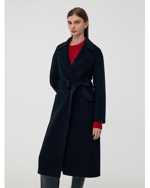 GOELIA Wool Cashmere Belted Overcoat - Blue