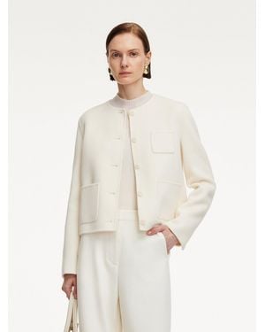 GOELIA Cashmere Wool Blend Double-Faced Crop Jacket - Natural