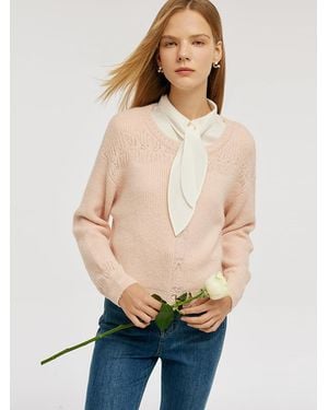 GOELIA Mohair Blend Pullover Sweater - Natural