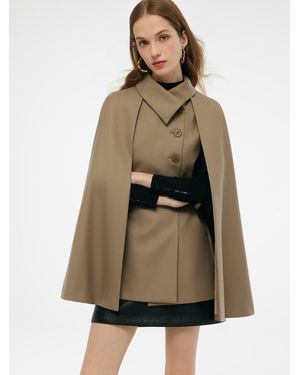 GOELIA 100% Worsted Wool Cape And Vest Two-Piece Set With Belt - Multicolor