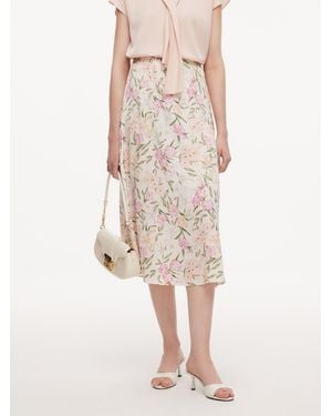 GOELIA Pre-Order 19Mm Mulberry Silk Floral Print Skirt - Natural