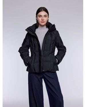 GOELIA [Preview] Gathered Waist Belted Hooded Goose Down Jacket - Blue