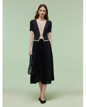 GOELIA Mock Layered Pleated Maxi Dress - Green