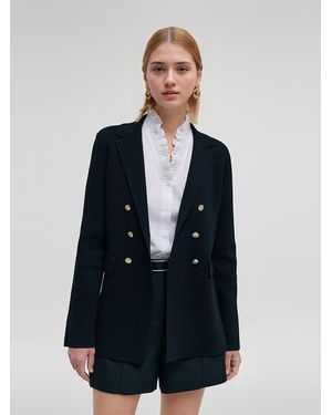 GOELIA Stretch Lapel Knit Blazer - Blue