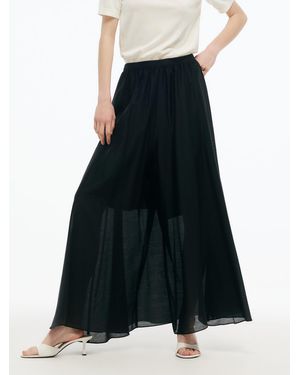 GOELIA Tencel Blend Elastic Waist Culottes - Blue
