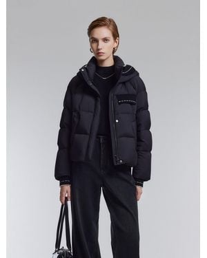 GOELIA [Preview] Knit-Spliced Hooded Goose Down Jacket - Blue