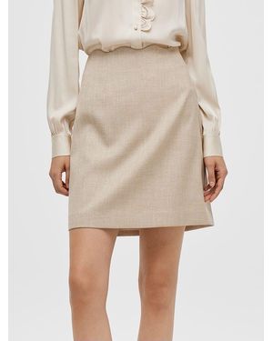 GOELIA Wave-Cut Trim A-Line Skirt - Natural