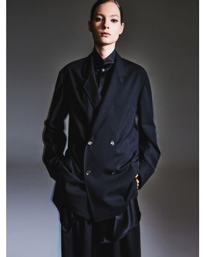 GOELIA Machine Washable Wool Blend H-Line Blazer - Blue