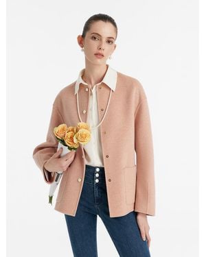 GOELIA Pure Double-Faced Wool Round Neck Jacket - Blue