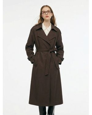 GOELIA 100% Linen Wrap Trench Coat - Black