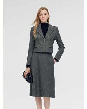 GOELIA Washable Wool Crop Jacket And Half Skirt Two-Piece Set - Multicolor