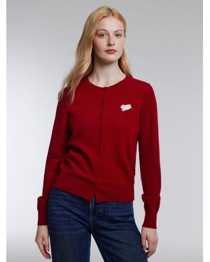 GOELIA 100% Wool Sheep Embroidered Cardigan