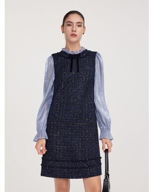 GOELIA Tweed Faux-Layered Mini Dress - Blue
