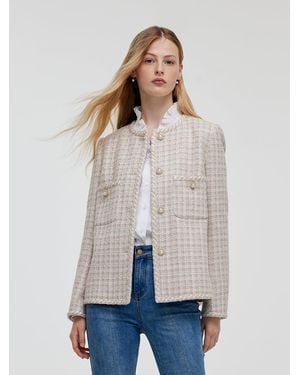 GOELIA Wool Blend Tweed Single-Breasted Jacket - White