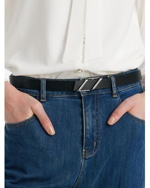 GOELIA Chic Parallelogram Metal Buckle Leather Belt - Blue